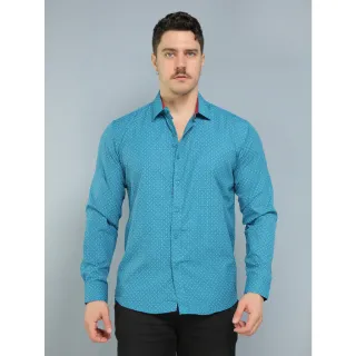 Camisa Masculina Social Fácil Slim Top L005 Verde Escuro - Verde Escuro