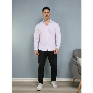 Camisa Social Masculina L005 Rosa Baby Top Slim Fácil