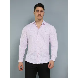 Camisa Social Masculina L005 Rosa Baby Top Slim Fácil - rosa baby