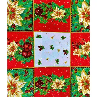 Oferta: Caminho de Mesa Natalino Tricoline 100% Algodão 140cm X 40cm - Vermelho