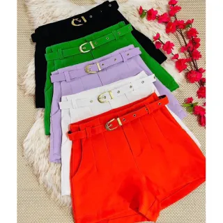 Short de Alfaiataria Feminino com Cinto - Laranja