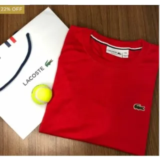 Promoção: Camisetas Lacoste Básicas Branca, Preta, Cinza, Azul Marinho - Vermelho