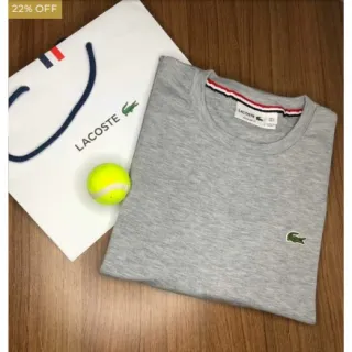 Promoção: Camisetas Lacoste Básicas Branca, Preta, Cinza, Azul Marinho - Vermelho