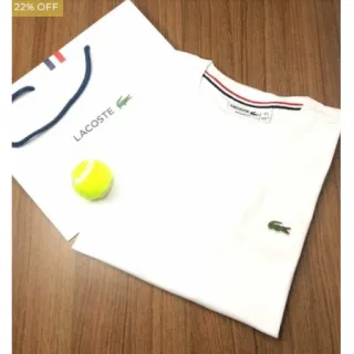 Promoção: Camisetas Lacoste Básicas Branca, Preta, Cinza, Azul Marinho - Vermelho