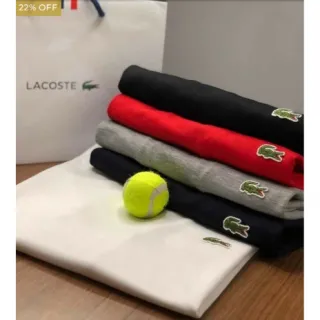 Promoção: Camisetas Lacoste Básicas Branca, Preta, Cinza, Azul Marinho - Vermelho