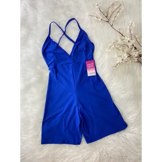 Empina Bumbum Top Fitness Macaquinho sem bojo - Azul Royal