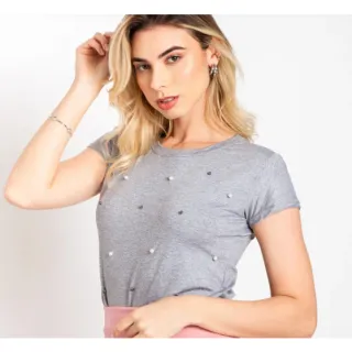 Tendência da Moda - Blusa Feminina T-shirt Básica Perola Viscolycra - VERDE BEBÊ