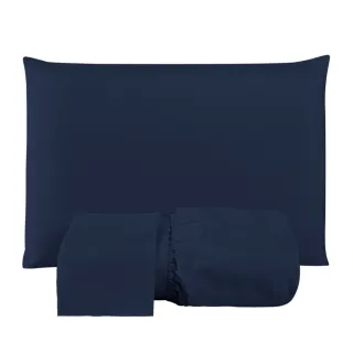 Lençol Casal Macio 200 Fios - Jogo de 3 Peças com Elástico para Cama Box - Preto Liso