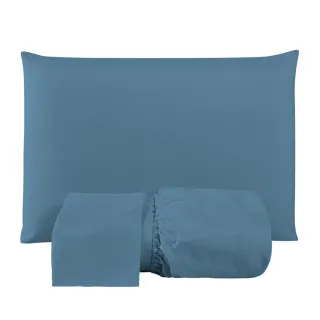 Lençol Casal Macio 200 Fios - Jogo de 3 Peças com Elástico para Cama Box - Preto Liso