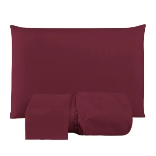 Lençol Casal Macio 200 Fios - Jogo de 3 Peças com Elástico para Cama Box - Preto Liso