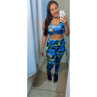 Calça Legging e Top Conjunto Fitness Feminino - Cor rosa