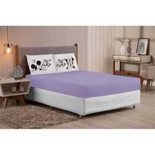 Mickey Minnie Eu te amo - Jogo de lençol King/Queen 3 peças estampado com elástico - Salmão preto