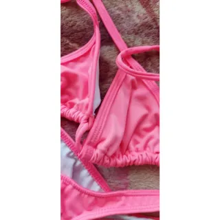 Feminina cortininha fio dental asa delta, biquíni todo forrado sem bojo - Biquíni Preto