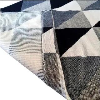 Tapete Luxuoso Geométrico Antiderrapante Sala Escritório Quarto Jacquard 2,00m x 2,50m - Casab Preto