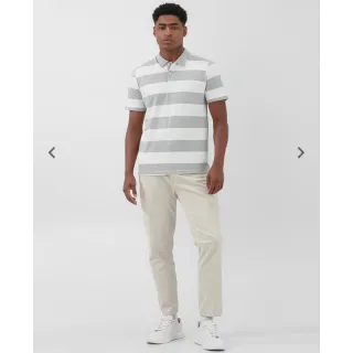 Pool Basics - Camisa Polo Masculina Listrada Piquet Branca - P