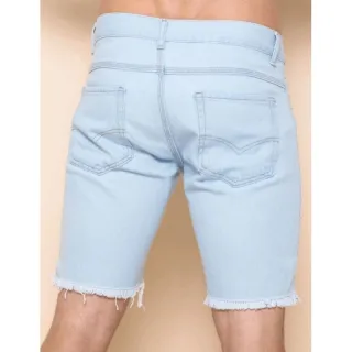 Promoção Bermuda Masculina Jeans Premium com Lycra - Bermuda clara rasgada
