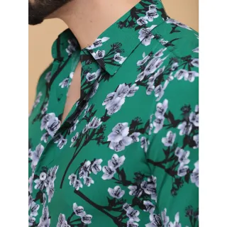 Moda Atual Masculina: Camisa Social Floral Havaiano Casual - Preto