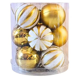Bolas de Natal Kit com 12 ou 24 Enfeites Pendentes Vermelhos, Dourados e Prateados - DOURADA