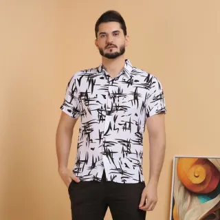 Moda Casual Masculina: Camisa Social Floral Havaiana - Branco