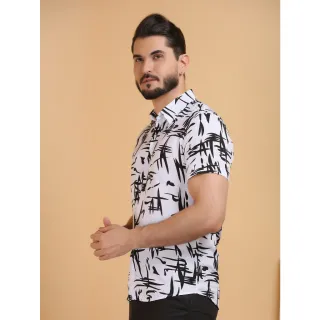 Moda Casual Masculina: Camisa Social Floral Havaiana - Branco