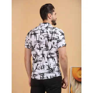 Moda Casual Masculina: Camisa Social Floral Havaiana - Branco