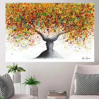 Grande Arvore Colorida Quadro Decorativo 110x80cm Sala Quarto - 23