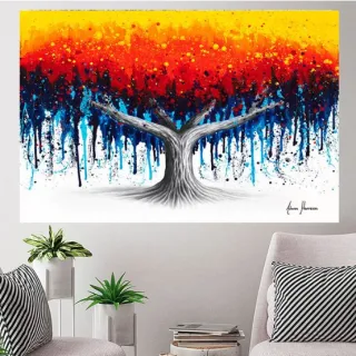 Grande Arvore Colorida Quadro Decorativo 110x80cm Sala Quarto - 23