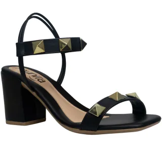 Sandália Munita Feminina Bico Quadrado Salto Bloco Confortável