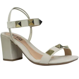 Sandália Munita Feminina Bico Quadrado Salto Bloco Confortável - Preto