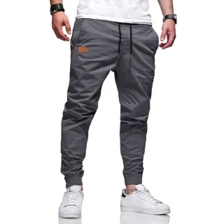 Calça Masculina Camuflada Jeans Jogger Cinza com Punho Elástico