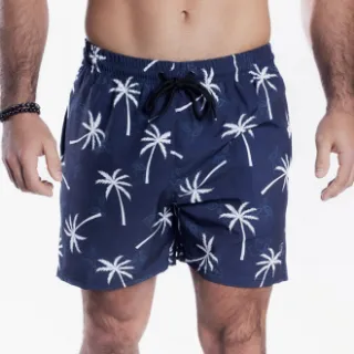 Moda Praia Verão Casal Kit Mozão Coqueiros Shorts Tactel - G1