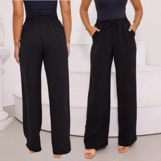 Pantalona Feminina Cintura Alta com Bolso - Raryel - Preto
