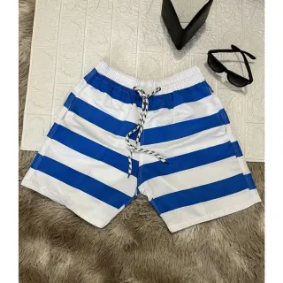 Short Tactel Masculino Listrado - Ideal para treinos na academia - Azul Bebê