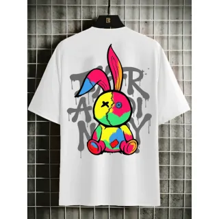 Camiseta Unissex Algodão Coelho Graffiti Streetwar Tumblr Over Fly - Verde Escuro