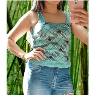 Promoção: Regata Animal Print Zebra de Tricot - preto/bege