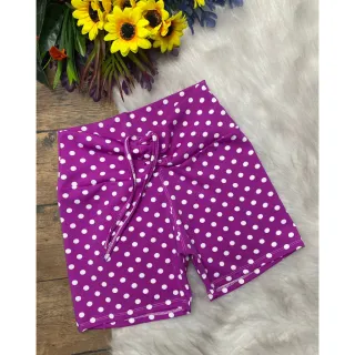 Fitness Shortinho Cintura Alta Estampa Poá com Corda - Preto