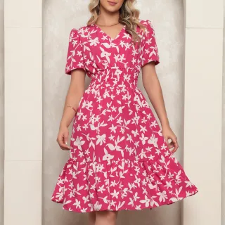 Vestido de Crepinho Midi Feminino Poá Liso - Ombro à Ombro - Modelo2 liso limao