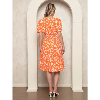 Vestido de Crepinho Midi Feminino Poá Liso - Ombro à Ombro - Modelo2 liso limao