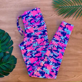 Legging Fitness Cintura Alta com Cordão - Ideal para Academia e Caminhada - Estampa 19