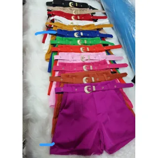 Short de Alfaiataria Feminino com Cinto - Laranja