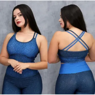 Top e Legging Suplex Fitness Degradê com Costas Cruzadas - Rosa