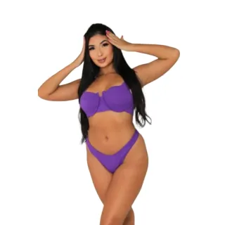 Moda Verão Biquini Feminino Cancun Com Bojo Tecido Canelado - Amarelo