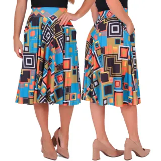 Moda Feminina Evangélica - Saia Plissada Godê - FAIXA PRETA