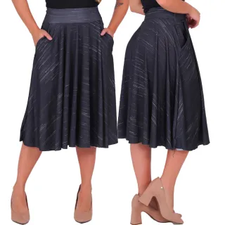 Moda Feminina Evangélica - Saia Plissada Godê - FAIXA PRETA