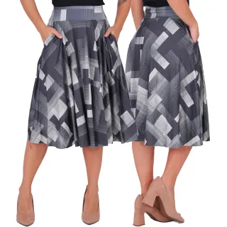 Moda Feminina Evangélica - Saia Plissada Godê - FAIXA PRETA