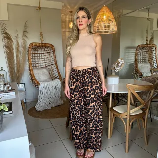 Tendência Pantalona Feminina Animal Print - Cintura Alta - Estampa 2