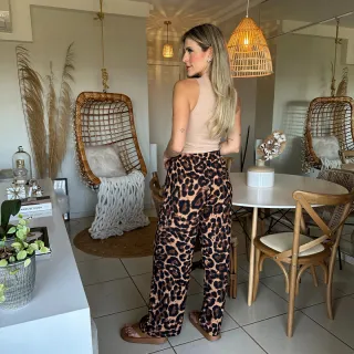 Tendência Pantalona Feminina Animal Print - Cintura Alta - Estampa 2
