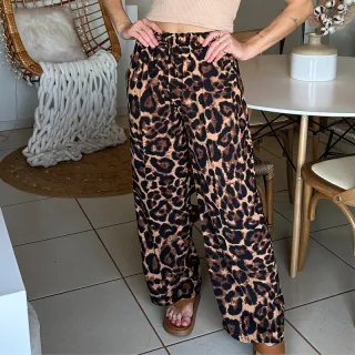 Tendência Pantalona Feminina Animal Print - Cintura Alta - Estampa 2
