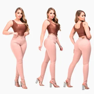 Calça Levanta Bumbum Feminina Rosé Caramelo com Lycra - Rose