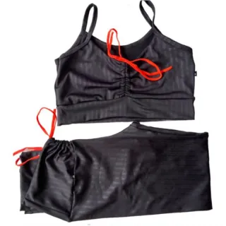 Top Tela e Legging Feminino Academia Suplex 3D - Raryel - Conj/3D preto